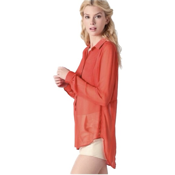 Free People The Best of Both Worlds Women's Red Blouse - size L - Picture 2 of 12